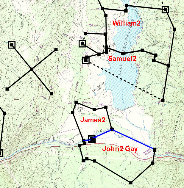 Tracts of the Gay brothers on the Big & Little Calfpasture Rivers, abt 1750